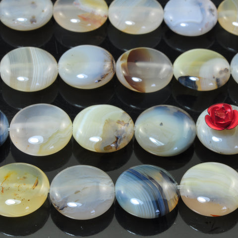 YesBeads Natural Dendritic Agate smooth coin beads gemstone wholesale jewelry 15"