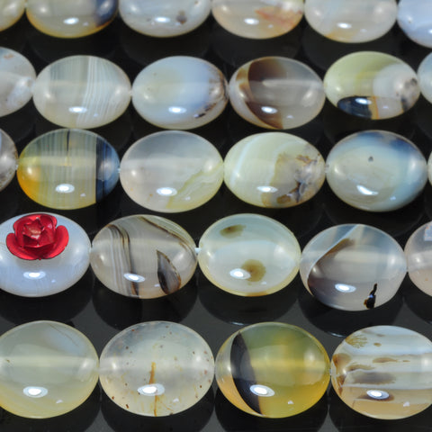 YesBeads Natural Dendritic Agate smooth coin beads gemstone wholesale jewelry 15"