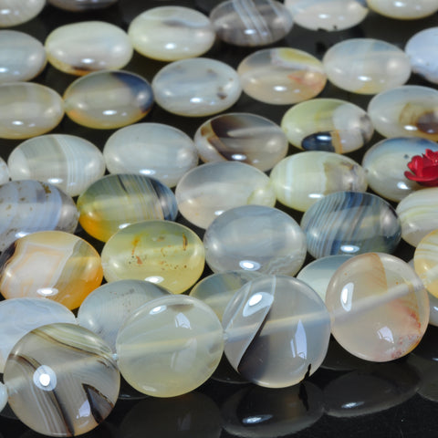YesBeads Natural Dendritic Agate smooth coin beads gemstone wholesale jewelry 15"