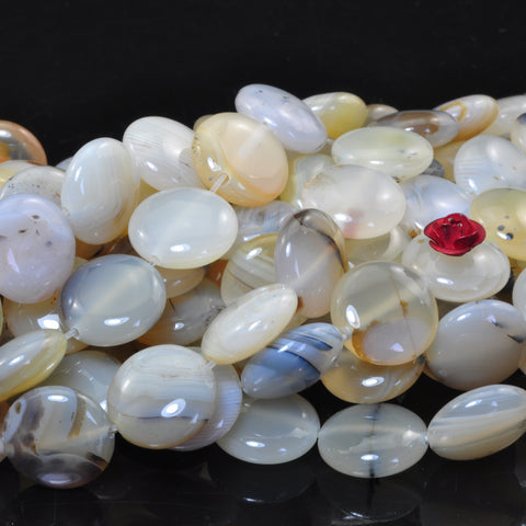 YesBeads Natural Dendritic Agate smooth coin beads gemstone wholesale jewelry 15"