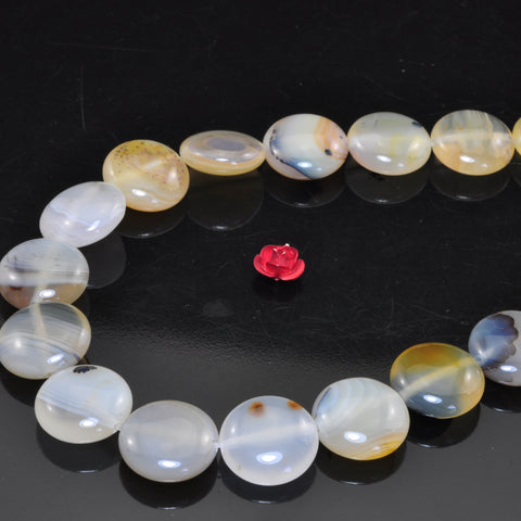 YesBeads Natural Dendritic Agate smooth coin beads gemstone wholesale jewelry 15"