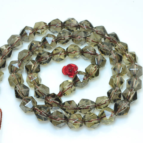 YesBeads Smoky quartz Glass star cut faceted nugget beads wholesale jewelry 8mm 15"