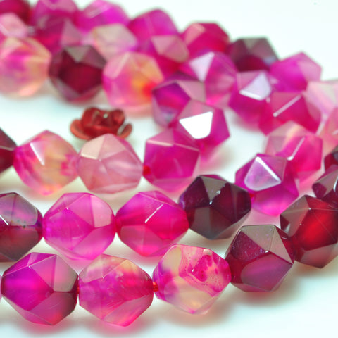 Rose Red Agate star cut faceted nugget beads gemstone wholesale jewelry making bracelet necklace diy