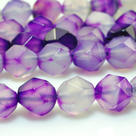 YesBeads Purple Agate star cut faceted nugget beads gemstone 8mm 15"
