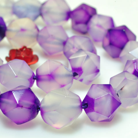 YesBeads Purple Agate star cut faceted nugget beads gemstone 8mm 15"