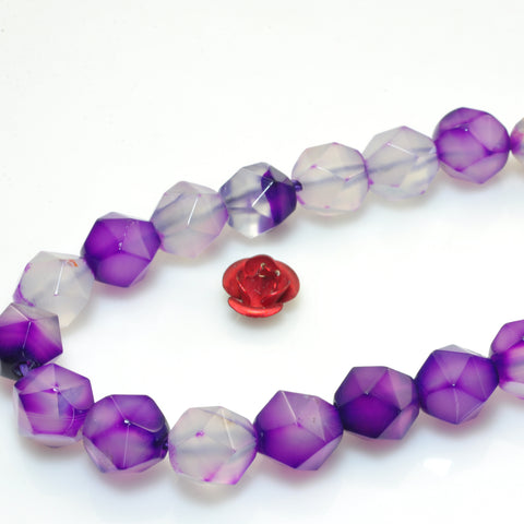 YesBeads Purple Agate star cut faceted nugget beads gemstone 8mm 15"