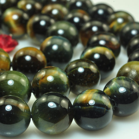 YesBeads natural blue golden Tiger Eye A grade smooth round loose beads wholesale gemstone jewelry making 15"