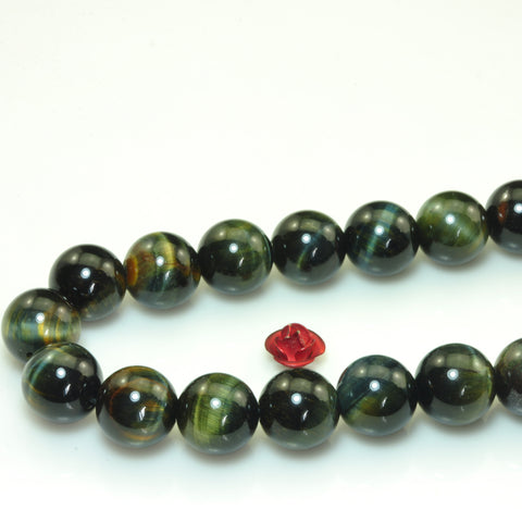 YesBeads natural blue golden Tiger Eye A grade smooth round loose beads wholesale gemstone jewelry making 15"