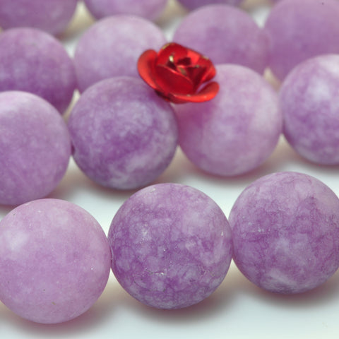YesBeads Malaysia Jade lilac purple gemstone matte round beads 8mm-12mm 15"