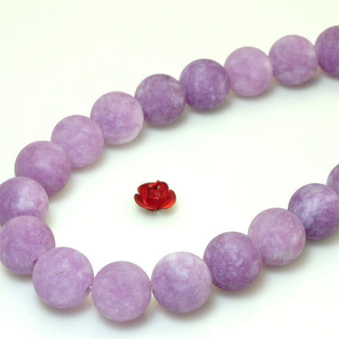 YesBeads Malaysia Jade lilac purple gemstone matte round beads 8mm-12mm 15"