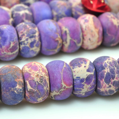 YesBeads Impression Jasper purple imperial stone matte rondelle beads 5x8mm 15"