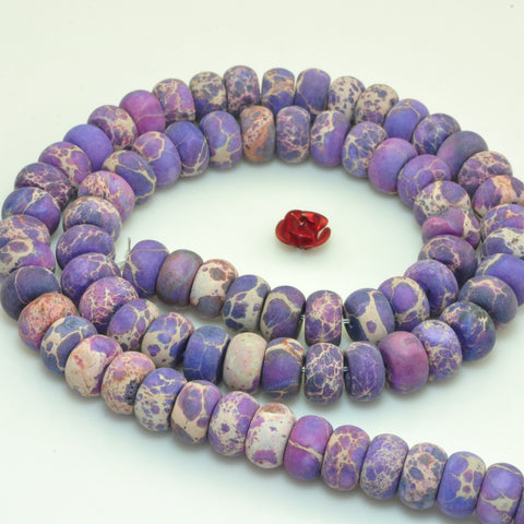 YesBeads Impression Jasper purple imperial stone matte rondelle beads 5x8mm 15"