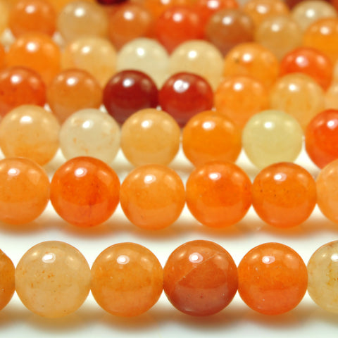 Natural Aventurine orange red smooth round loose beads gemstone 10mm 15"