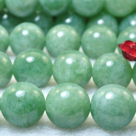 YesBeads Malaysia Jade Burma green gemstone smooth round beads 6mm-10mm 15"