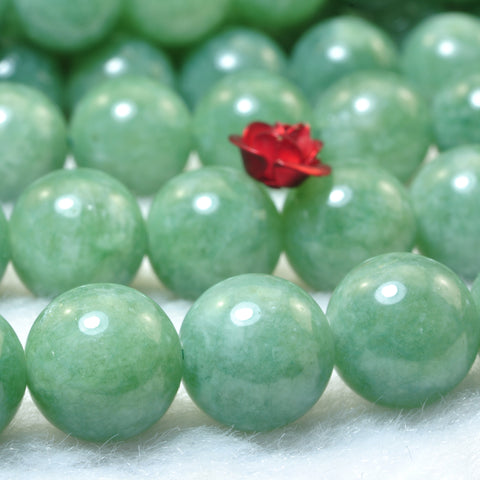 YesBeads Malaysia Jade Burma green gemstone smooth round beads 6mm-10mm 15"