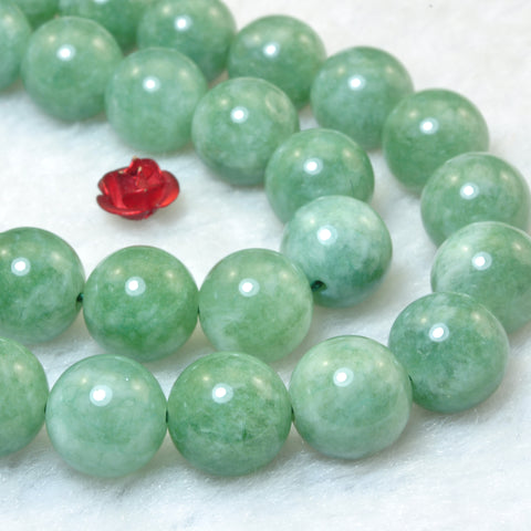 YesBeads Malaysia Jade Burma green gemstone smooth round beads 6mm-10mm 15"
