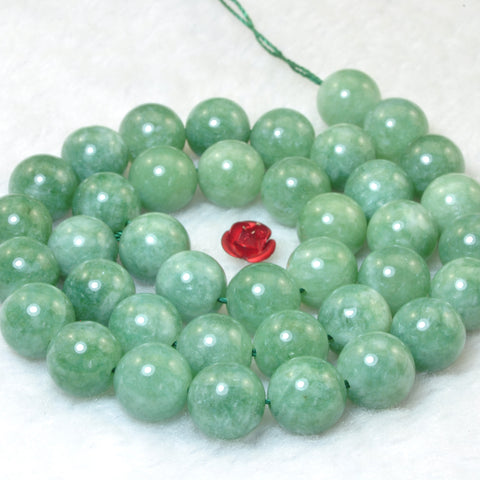 YesBeads Malaysia Jade Burma green gemstone smooth round beads 6mm-10mm 15"