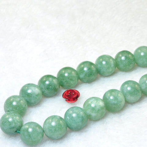YesBeads Malaysia Jade Burma green gemstone smooth round beads 6mm-10mm 15"