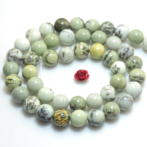YesBeads Natural Dendritic Jasper smooth round beads gemstone 8mm 15"