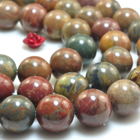 YesBeads Natural Rainbow Jasper smooth round beads gemstone 8mm 10mm 15"