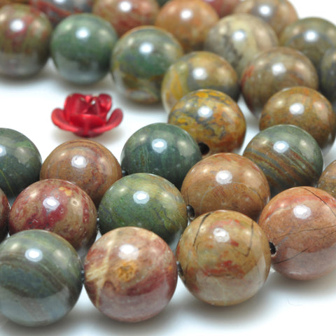 YesBeads Natural Rainbow Jasper smooth round beads gemstone 8mm 10mm 15"