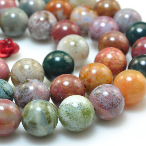 YesBeads Natural Ocean Agate smooth round beads rainbow gemstone 8mm 15"