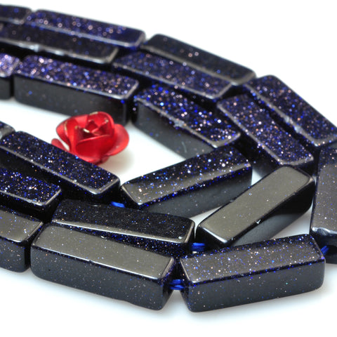 Blue Sandstone Goldstone smooth rectangle stick beads gemstone wholesale jewelry 15"