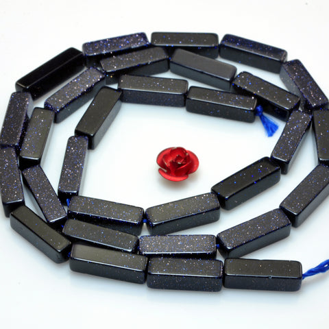 Blue Sandstone Goldstone smooth rectangle stick beads gemstone wholesale jewelry 15"