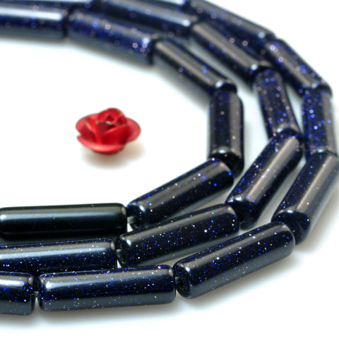 Blue Sandstone Goldstone smooth tube beads gemstone wholesale jewelry making diy bracelet necklace