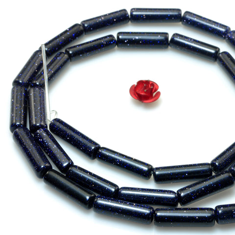 Blue Sandstone Goldstone smooth tube beads gemstone wholesale jewelry making diy bracelet necklace