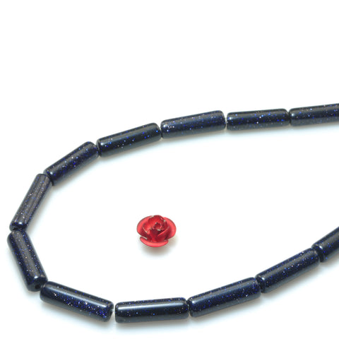 Blue Sandstone Goldstone smooth tube beads gemstone wholesale jewelry making diy bracelet necklace