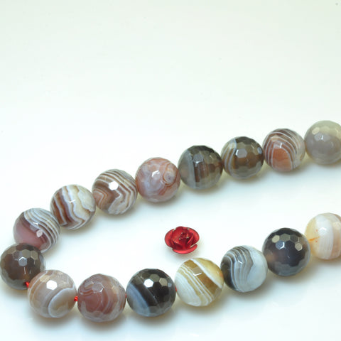 Natural Brown Botswana Agate faceted round loose beads wholesale gemstone jewelry making bracelet necklace diy