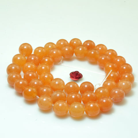 YesBeads natural orange Aventurine smooth round loose beads gemstone 15"