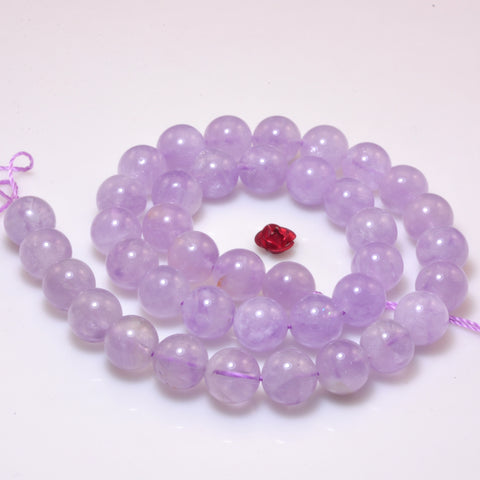 YesBeads Natural Lavender Purle Jade A grade smooth round beads gemstone wholesale 15"