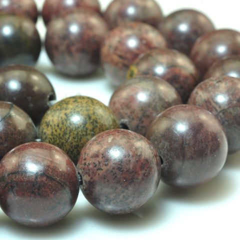 YesBeads Natural Artistic Jasper smooth round beads red grass flower gemstone wholesale jewelry making