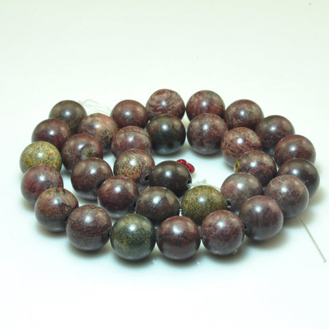 YesBeads Natural Artistic Jasper smooth round beads red grass flower gemstone wholesale jewelry making