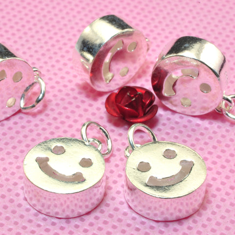 YesBeads 925 sterling silver smile face charms coin beads wholesale jewelry findings supplies