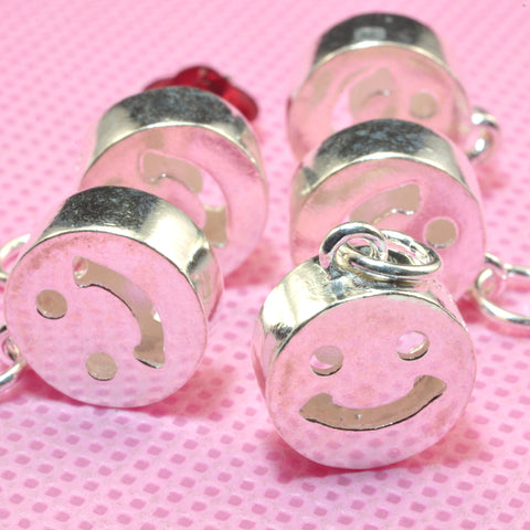 YesBeads 925 sterling silver smile face charms coin beads wholesale jewelry findings supplies
