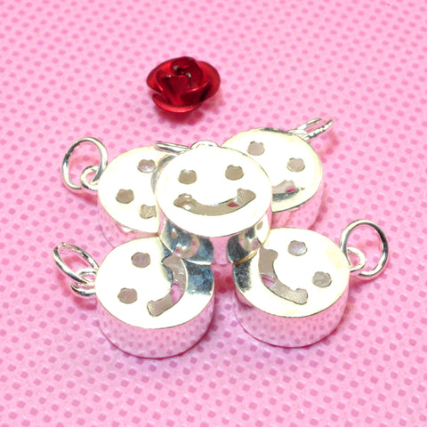YesBeads 925 sterling silver smile face charms coin beads wholesale jewelry findings supplies