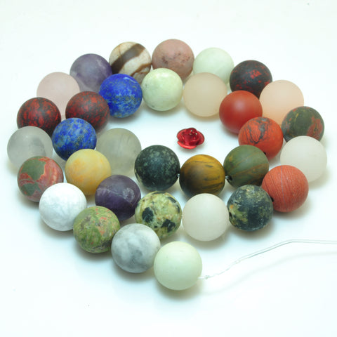 YesBeads Mixed jasper natural multicolor mix gemstone matte round beads 15"