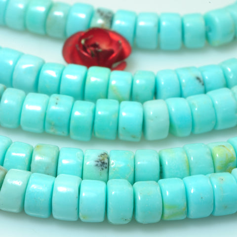 YesBeads Blue Turquoise smooth heishi wheel beads rondelle gemstone wholesale 15.5"