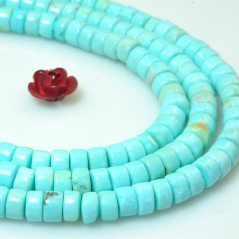 YesBeads Blue Turquoise smooth heishi wheel beads rondelle gemstone wholesale 15.5"