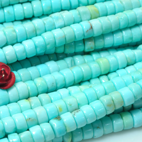 YesBeads Blue Turquoise smooth heishi wheel beads rondelle gemstone wholesale 15.5"