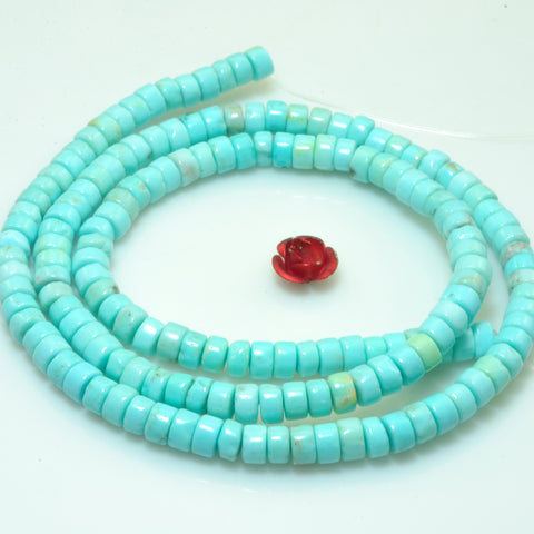 YesBeads Blue Turquoise smooth heishi wheel beads rondelle gemstone wholesale 15.5"