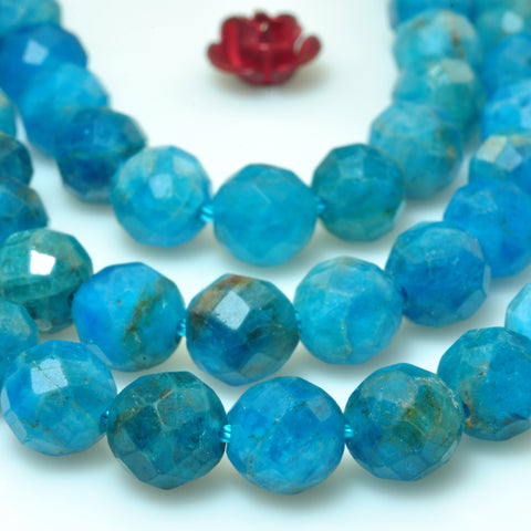 YesBeads natural blue Apatite faceted round loose beads wholesale gemstone 6mm 15"