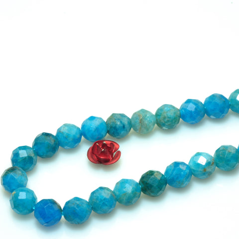 YesBeads natural blue Apatite faceted round loose beads wholesale gemstone 6mm 15"