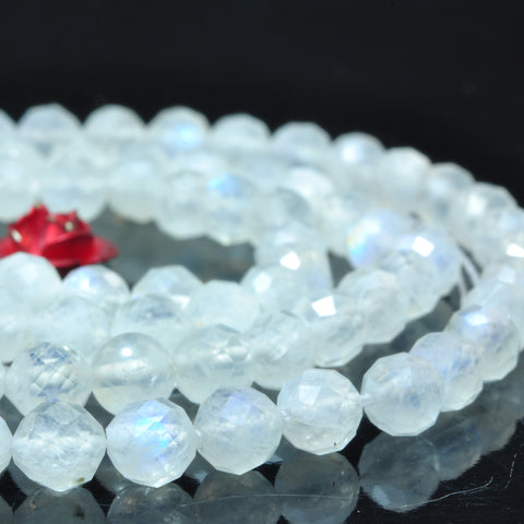 YesBeads Natural Rainbow Moonstone faceted round beads gemstone 2mm3mm4mm 15"