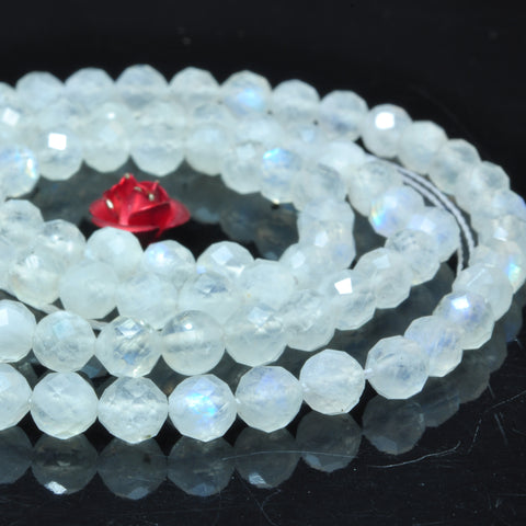 YesBeads Natural Rainbow Moonstone faceted round beads gemstone 2mm3mm4mm 15"