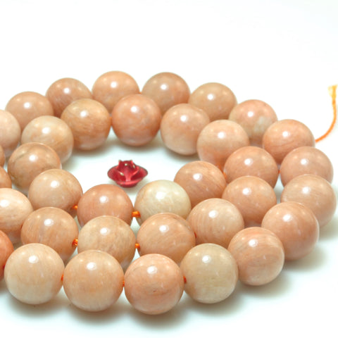 Natural Sunstone smooth round loose beads pink gemstone wholesale jewlery making bracelet necklace diy