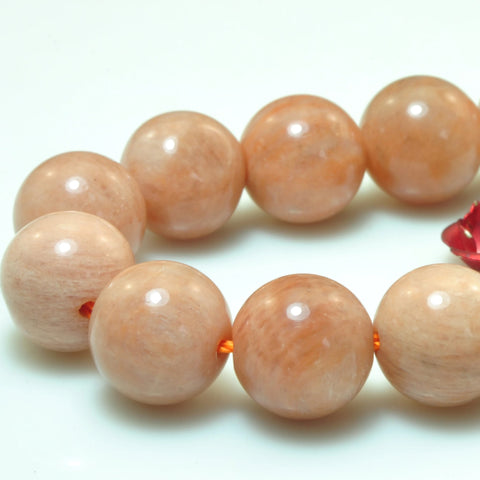 Natural Sunstone smooth round loose beads pink gemstone wholesale jewlery making bracelet necklace diy